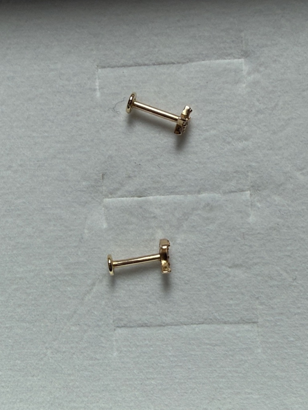14k solid Gold Moon and Star AAA Zirconia Stud Earrings - Asymmetric Celestial - Picture 10 of 17